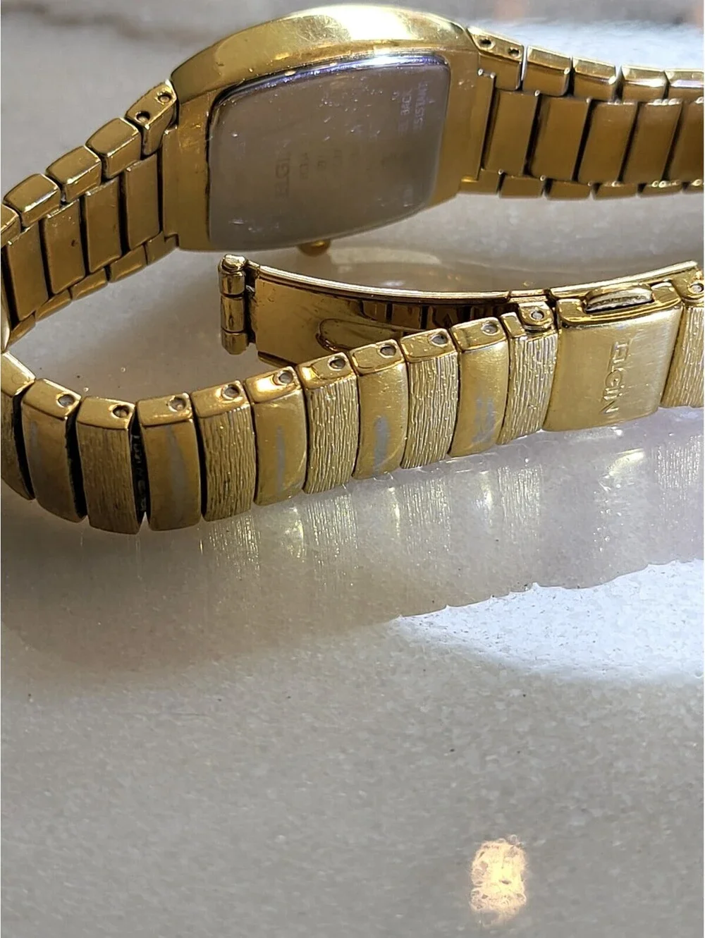 Elgin Womens GoldTone Dress Watch Crystal Bracelet Quartz Analog EG354 Works EUC